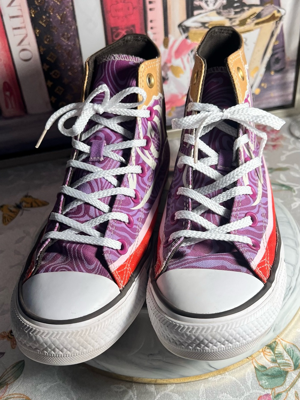 Converse x Wonka All Star Candy Swirl High-Top Sneakers w/Golden Ticket Accents - Picture 15 of 16